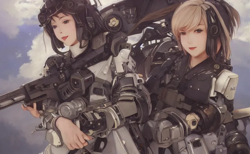 Image similar to mechanized valkyrie girl, anime style, airforce gear, vintage clothing, spreading wings, short hair, hair down, symmetrical facial features, from arknights, hyper realistic, 4 k, rule of thirds, extreme detail, detailed drawing, trending artstation, hd, d & d, realistic lighting, by alphonse mucha, greg rutkowski