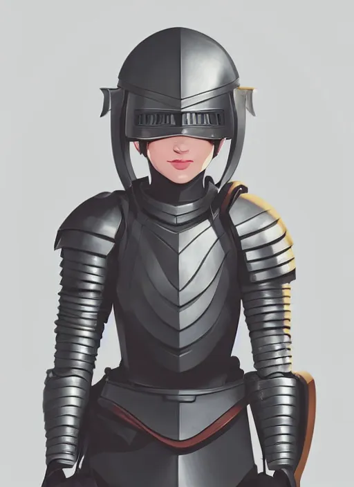 Prompt: a young woman in full plate armor holding her helmet. she is a knight. clean cel shaded vector art. shutterstock. behance hd by lois van baarle, artgerm, helen huang, by makoto shinkai and ilya kuvshinov, rossdraws, illustration, art by ilya kuvshinov