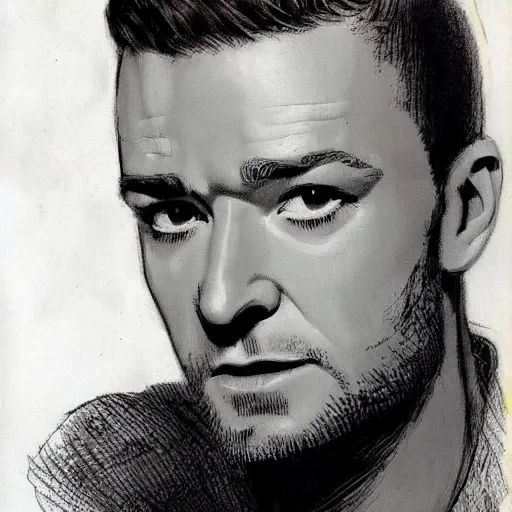 Image similar to justin timberlake as drawn by frank frazetta