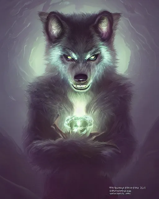 Image similar to one singular portrait of a cute bioluminescent werewolf cub with glowing eyes, highly detailed, digital painting, cinematic, hyper realism, dark retrowave, art by Stanley Lau and Artgerm and magali villeneuve and Alphonse Mucha, artstation, octane render, cgsociety
