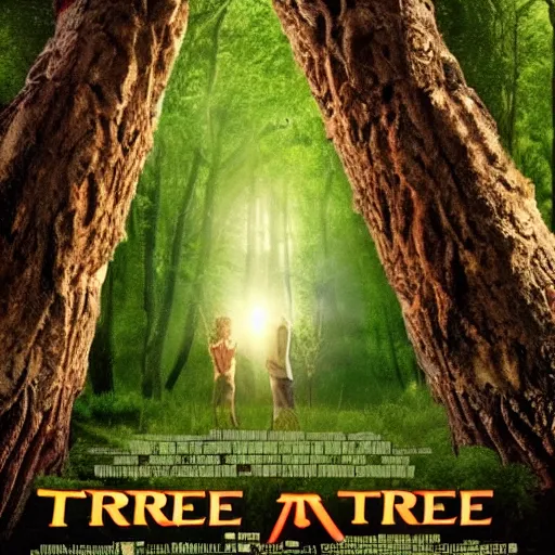 Prompt: movie poster of the movie Tree Tree Tree where the tree is attacking the other trees in the forest