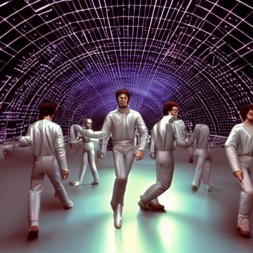 Prompt: 3 d rendered movie still saturday night fever in 2 0 0 1 : space odyssey, 4 k