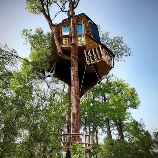 Image similar to the coolest looking treehouse