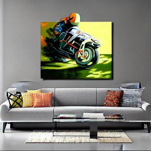 Prompt: mike kungl moto mick giclee on hand textured canvas