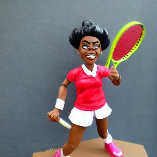 Image similar to maya angelou cosplay tennis player, stop motion vinyl action figure, plastic, toy, butcher billy style