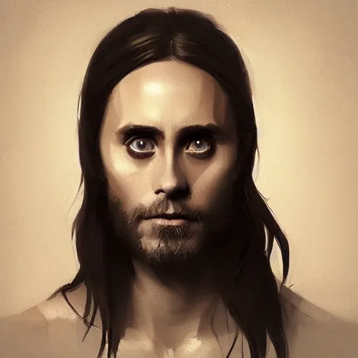 Image similar to “ portrait of jared leto by greg rutkowski, young, attractive, highly detailed portrait, scifi, digital painting, artstation, concept art, smooth, sharp foccus ilustration, artstation hq ”