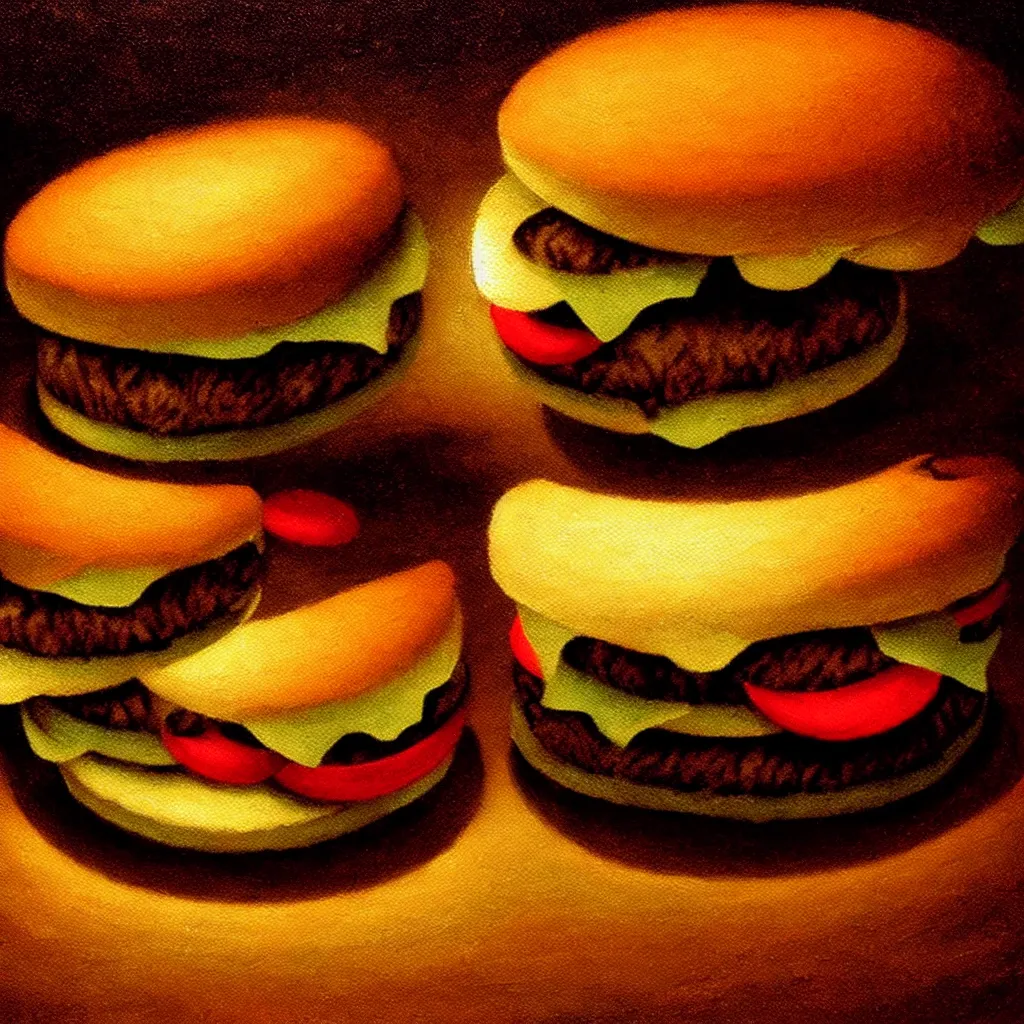 Prompt: half cat half hamburger, atmospheric lighting, painted, intricate, volumetric lighting, beautiful, rich deep colours masterpiece, sharp focus, ultra detailed