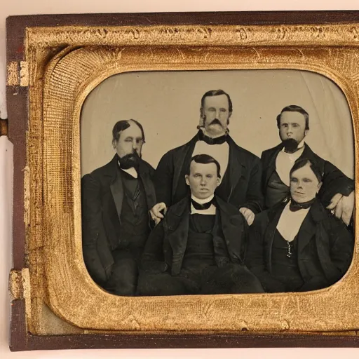 Image similar to 19th century group photo of six gentleman and one woman