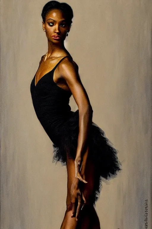 Image similar to portrait of a gorgeous graceful black prima ballerina, by donato giancola and berthold woltze.