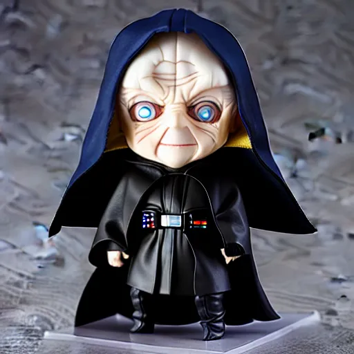 Image similar to nendoroid hooded darth sidious emperor palpatine from star wars, detailed, custom