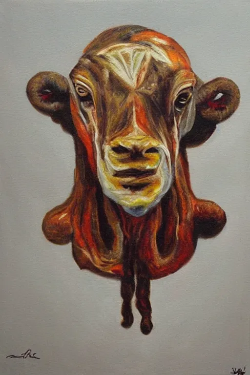 Prompt: key made out of beef, oil painting