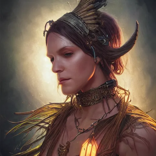 Image similar to ultra realistic illustration of cj miles as a cyber shamanic witch casting am elderit h spell, intricate, elegant, highly detailed, digital painting, artstation, concept art, smooth, sharp focus, illustration, art by artgerm and greg rutkowski and alphonse mucha