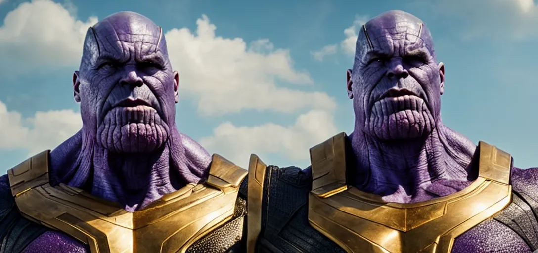 Image similar to a very high resolution image from a new movie. thanos, photorealistic, photography, directed by wes anderson