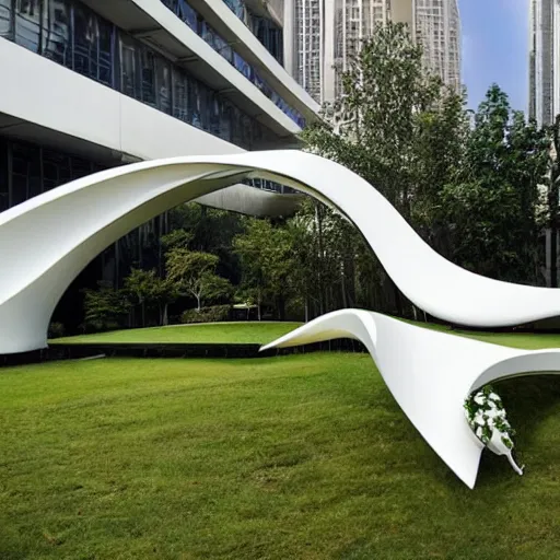 Image similar to an eco - friendly memorial designed by zaha hadid