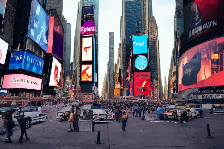 Prompt: actual new York city's time square, witn an open portal to the past showing the same place in 1880, overlay, extremely realistic, 8k, octane render