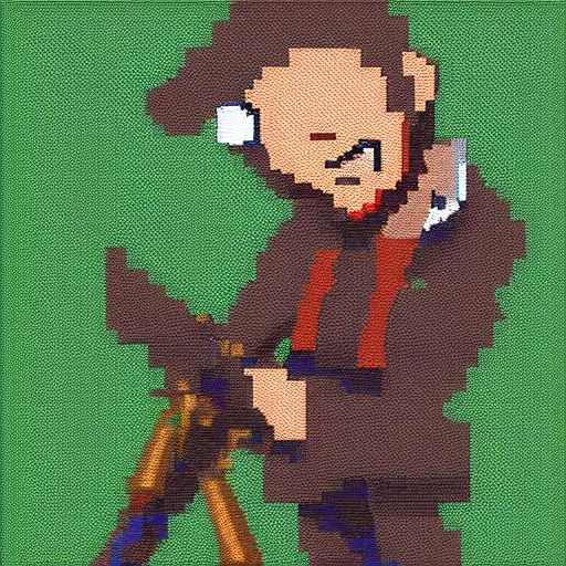 Prompt: pixel painting of a sniper