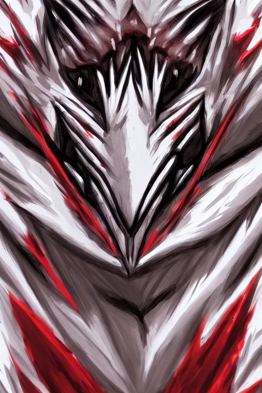 Image similar to a white raptor with red eyes, highly detailed, digital art, sharp focus, trending on art station, anime art style