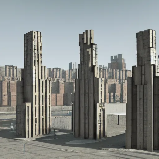 Prompt: brutalist russian soviet architecture, symmetrical, by archipenko, pbr, 8 k ultra, photorealistic