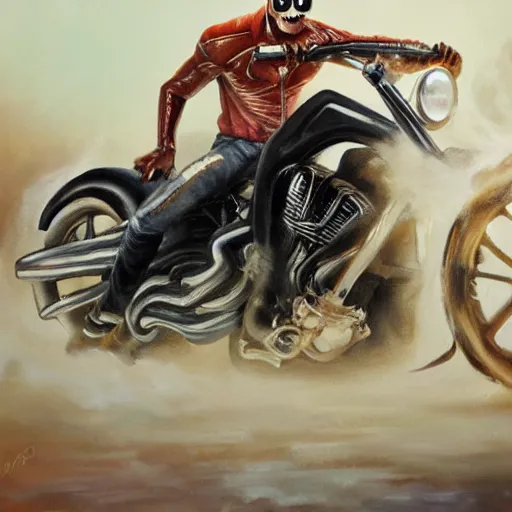 Prompt: a oil painting of the ghost rider