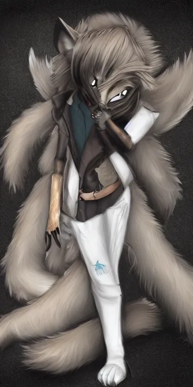 Prompt: gorgeous stylish anthro! werefox in the city, photorealistic fursona furry art commission, anime!, fullmetal alchemist, furaffinity, extremely detailed, award winning