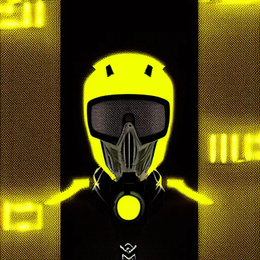 Prompt: cyber motorbikers by pascal blanche, black and yellow, dark neon trimmed beautiful dystopian digital art