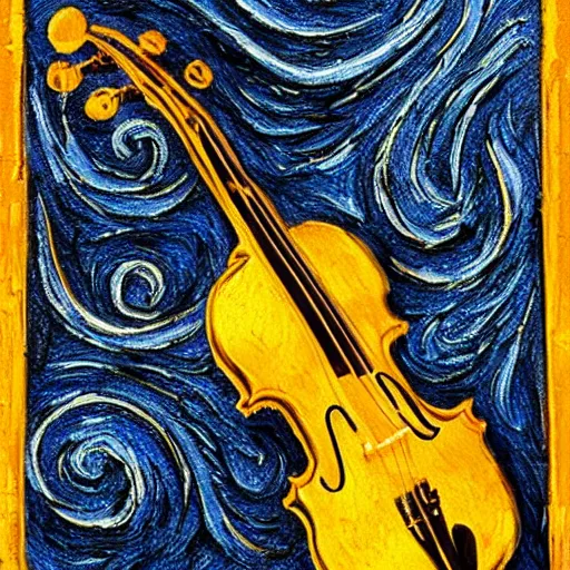 Image similar to a yellow violin as a van gogh painting