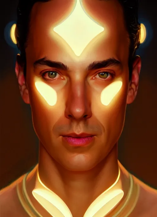 Image similar to symmetry!! portrait of seinfeld, glowing lights!! intricate, elegant, highly detailed, digital painting, artstation, concept art, smooth, sharp focus, illustration, art by artgerm and greg rutkowski and alphonse mucha