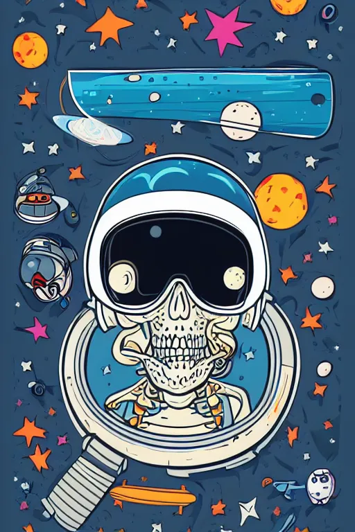 Prompt: A portrait of a skeleton as an astronaut, sticker, colorful, illustration, highly detailed, smooth and clean vector curves, no jagged lines, vector art, smooth