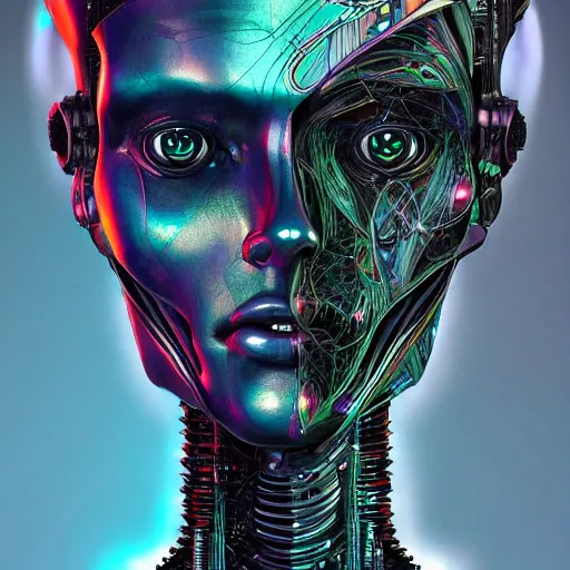 Prompt: a cybernetic mannequin by android jones, trending on artstation