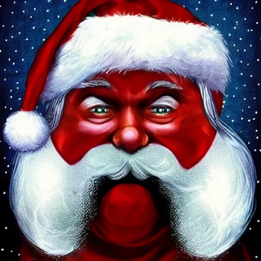 Image similar to santa becomes darkness destroyer of worlds, horrifying art