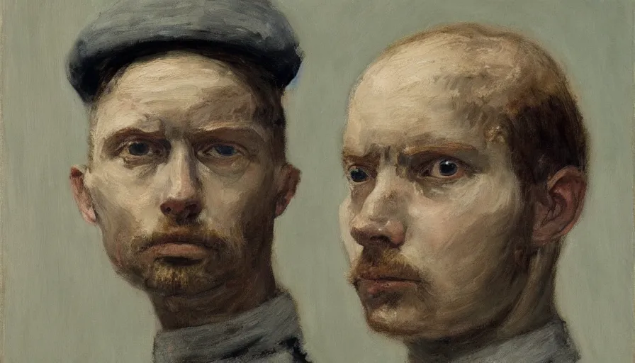 Image similar to painting by borremans, self - portrait, detailed, stunning