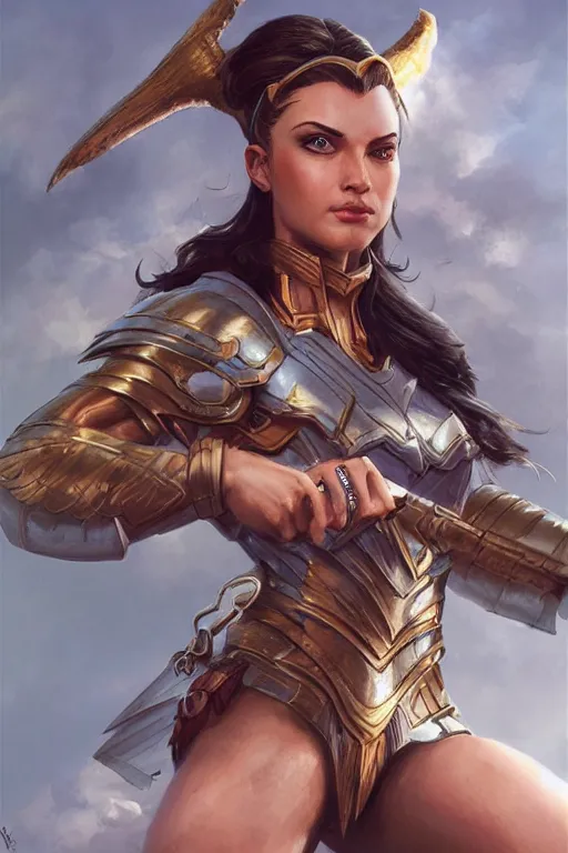 Image similar to amazon valkyrie athena, d & d, fantasy, portrait, highly detailed, headshot, digital painting, trending on artstation, concept art, sharp focus, illustration, art by artgerm and greg rutkowski and magali villeneuve