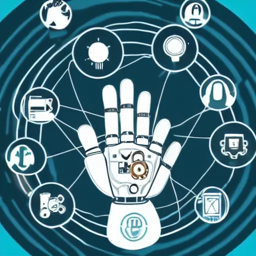 Prompt: robotic hand in the palm of the hand is the world interconnected by the internet