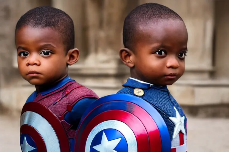 Image similar to photo of vinicius jr wearing captain america's outfit, photography, filmic, cinematic, glamor shot