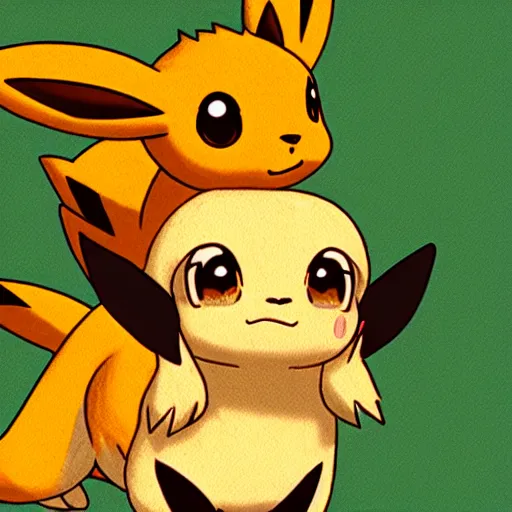 Image similar to Eevee riding a charmander