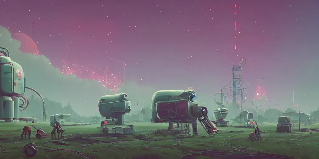 Image similar to swirling electron galaxy by simon stalenhag