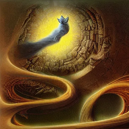 Image similar to divine heaven cat, digital art by John Howe