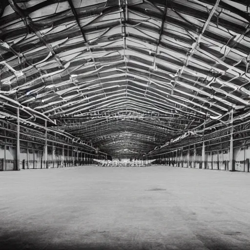 Image similar to an alien craft inside a hanger, old photo, vintage photo, grainy, realistic, real photo,