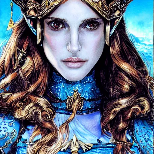 Prompt: portrait of natalie portman as princess zelda, illustrated by ayami kojima, highly detailed