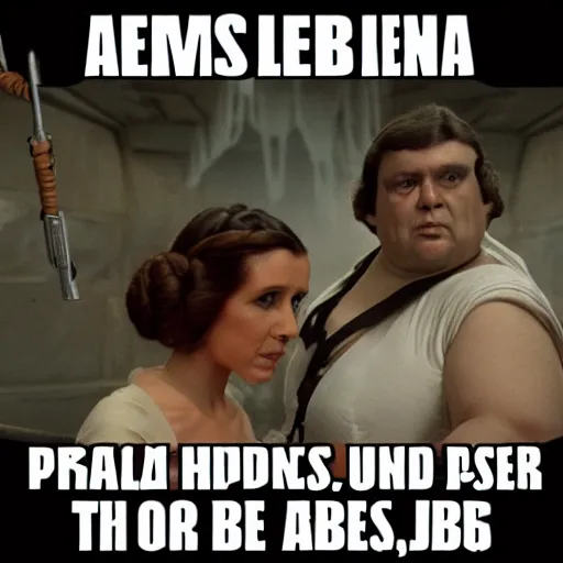 Prompt: princess leia enslaved by jabba the hut