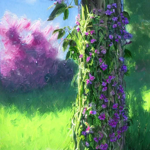 Prompt: A pole made of plants, oil Painting, ultradetailed, artstation, ultradetailed