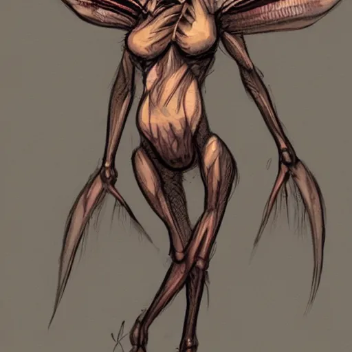Prompt: humanoid anthropomorphic female moth, amazing concept art, fursona, half-moth half-woman, hybrid
