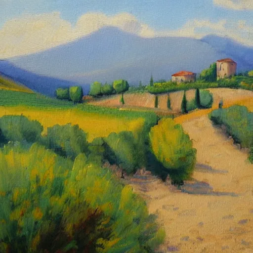 Image similar to landscape of provence in france oil painting