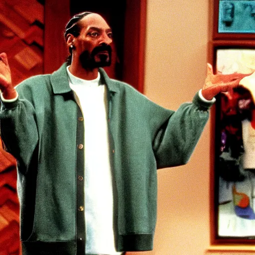 Prompt: a tv still of Snoop Dogg starring as Uncle Phil in The Fresh Prince of Bel-Air (1990)