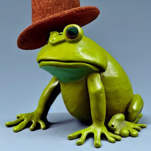 Image similar to clay sculpture of frog with hat