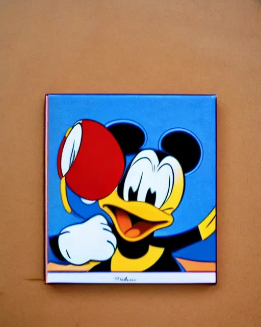 Prompt: donald duck knock out by mickey mouse, vintage disney