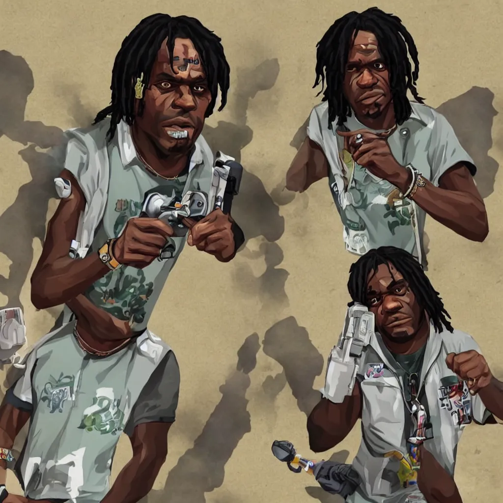 Image similar to Chief Keef as a GTA San Andreas character, screenshot from the game