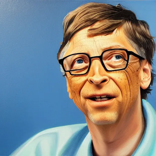 Prompt: Bill Gates as The Girl with an earring, oil portrait