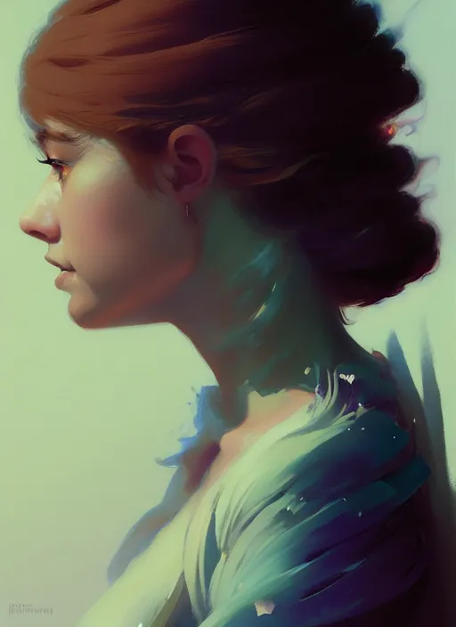 Image similar to side portrait, imogen poots, paladin, gloomhaven, organic painting, hard edges, gradient monochromatic color, luminescent, octane render, by greg manchess, huang guangjian, gil elvgren, sachin teng, greg rutkowski, jesper ejsing, rhads, ilya kuvshinov, cushart krenz