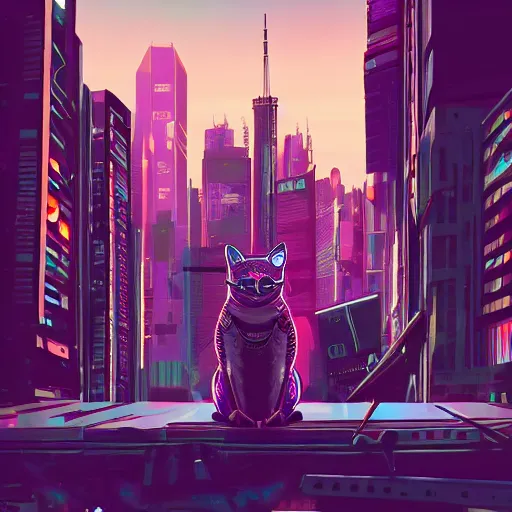 Prompt: cyberpunk cat in the city